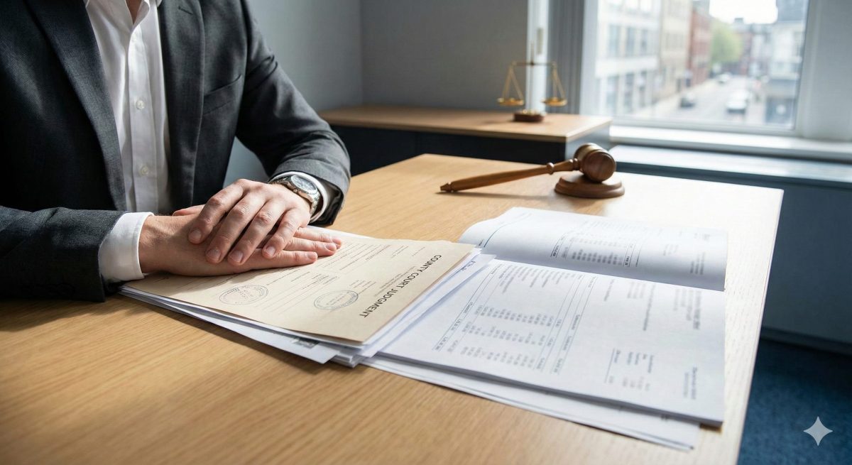 Can You Be Jailed for Debt in the UK? UK Debt Law Explained Civil Enforcement Without Imprisonment Business professional reviewing UK debt enforcement documents in an office, illustrating that most debts are handled through civil law rather than imprisonment.